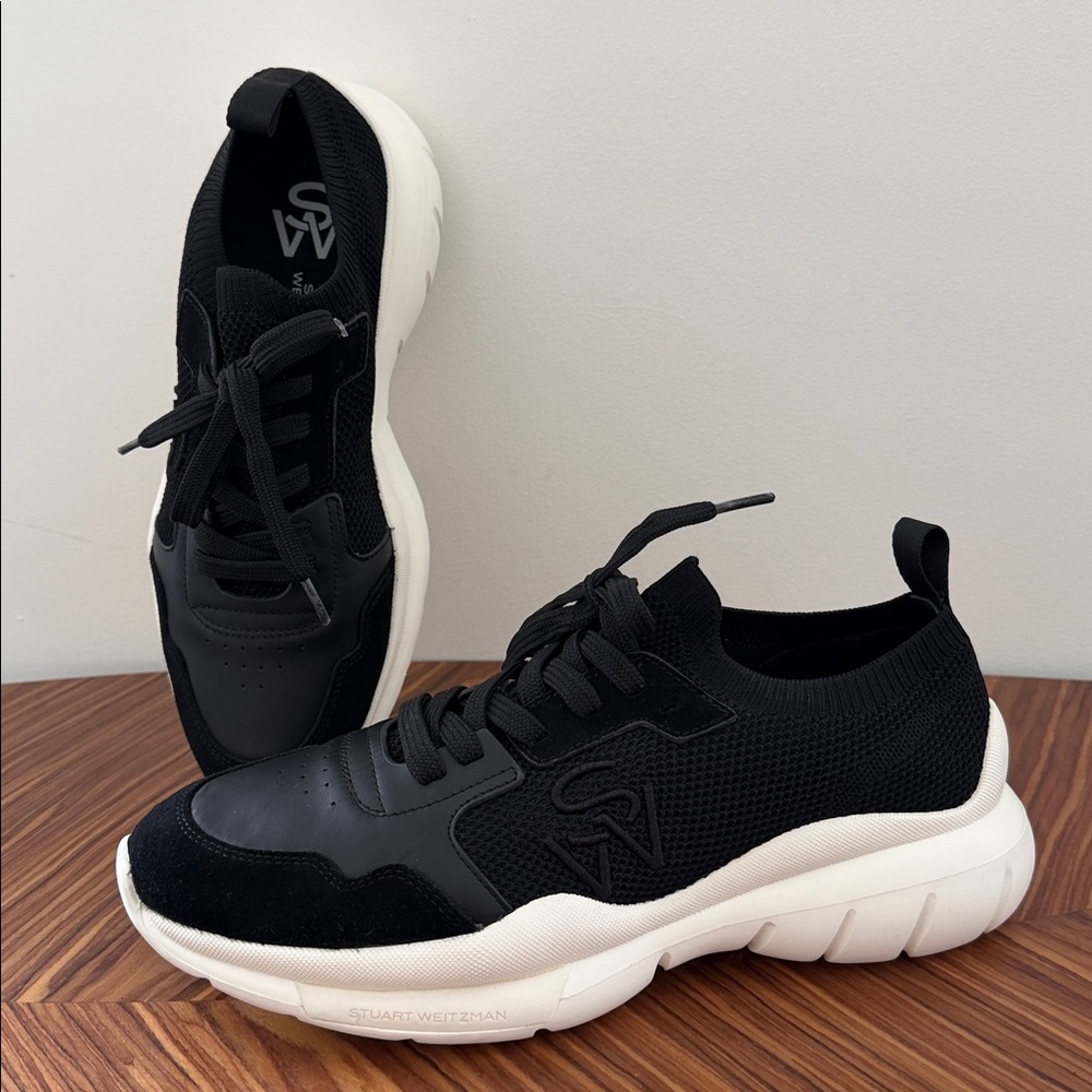 NWT Stuart Weitzman 5050 Logo Low-Top Sneakers Black Size 9 - Picture 7 of 14